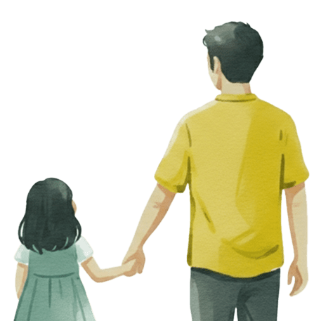 Father and daughter Walking hand in hand