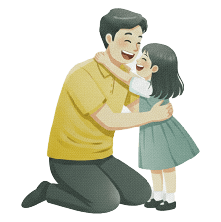 Happy father and daughter